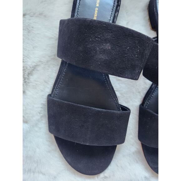 Defect New Mansur Gavriel Suede Double Strap Flat Sandal Size 38 Black - Picture 4 of 9